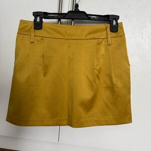 Mustard Yellow Satin Mini Skirt